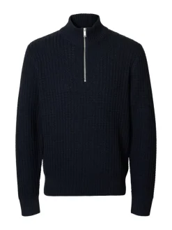 Selected Pullover & Sweatshirts*SLHTOM LS KNIT STRUCTURE HALF ZIP Sky Captain