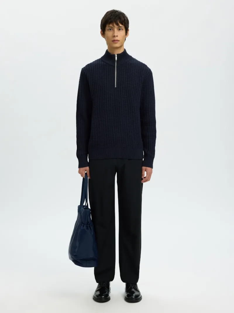 Selected Pullover & Sweatshirts*SLHTOM LS KNIT STRUCTURE HALF ZIP Sky Captain