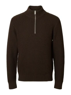Selected Pullover & Sweatshirts*SLHTOM LS KNIT STRUCTURE HALF ZIP Delicioso