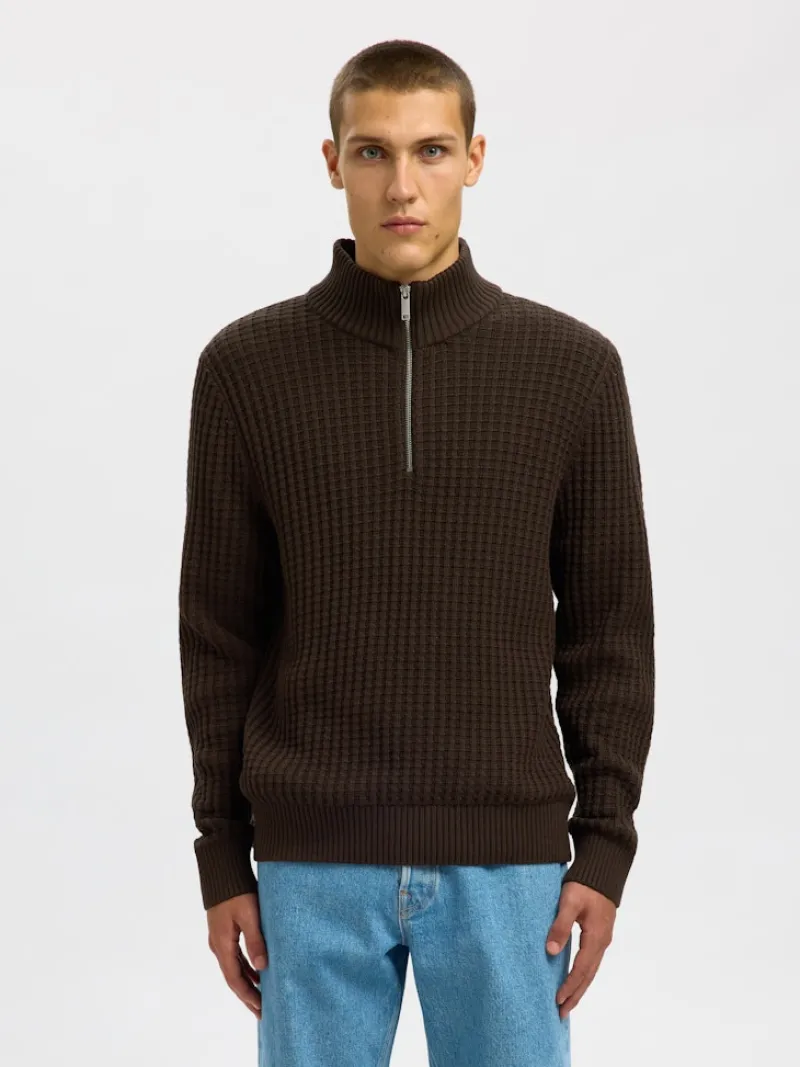 Selected Pullover & Sweatshirts*SLHTOM LS KNIT STRUCTURE HALF ZIP Delicioso