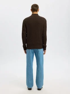 Selected Pullover & Sweatshirts*SLHTOM LS KNIT STRUCTURE HALF ZIP Delicioso