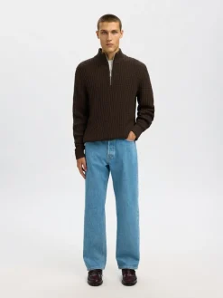 Selected Pullover & Sweatshirts*SLHTOM LS KNIT STRUCTURE HALF ZIP Delicioso