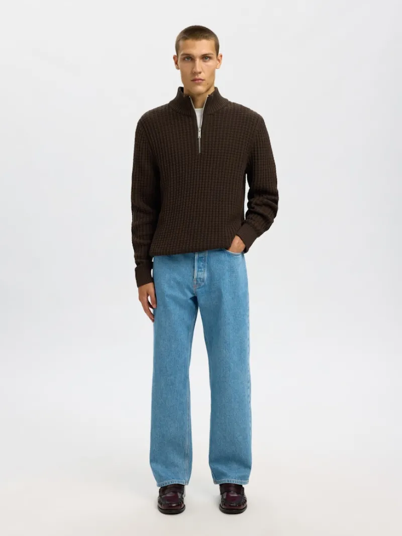 Selected Pullover & Sweatshirts*SLHTOM LS KNIT STRUCTURE HALF ZIP Delicioso