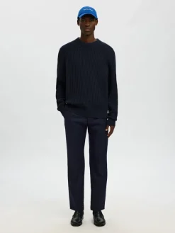 Selected Pullover & Sweatshirts*SLHTOM LS KNIT STRUCTURE CREW NECK Sky Captain