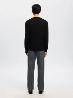 Selected Pullover & Sweatshirts*SLHTRAY LS KNIT MERINO CREW NECK NOOS Black