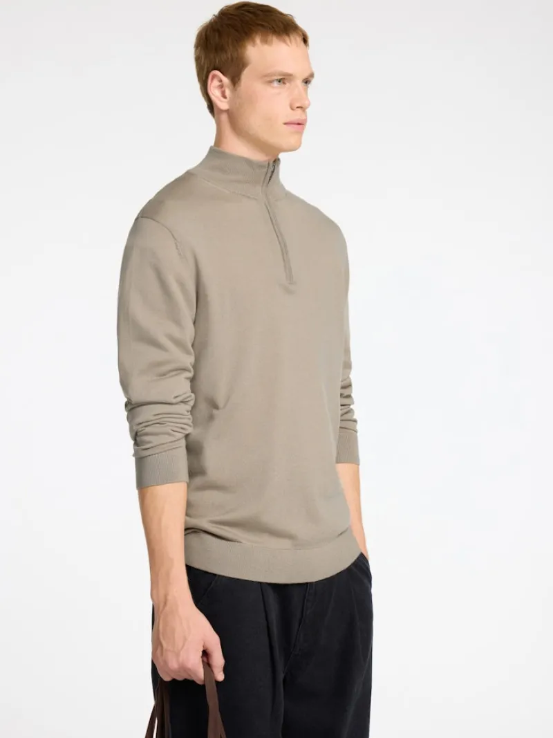 Selected Pullover & Sweatshirts*SLHTRAY LS KNIT MERINO HALF ZIP NOOS Kelp