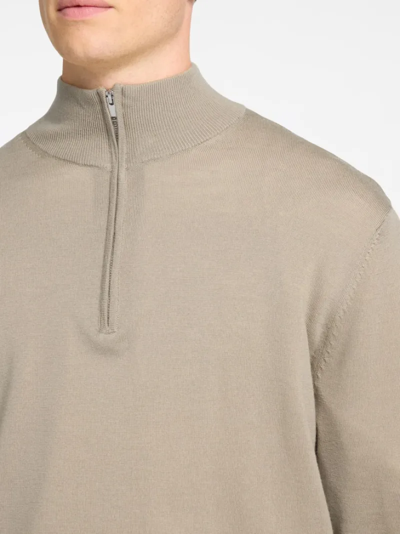 Selected Pullover & Sweatshirts*SLHTRAY LS KNIT MERINO HALF ZIP NOOS Kelp