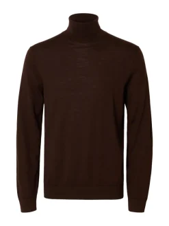 Selected Pullover & Sweatshirts*SLHTRAY LS KNIT MERINO ROLL NECK NOOS demitasse