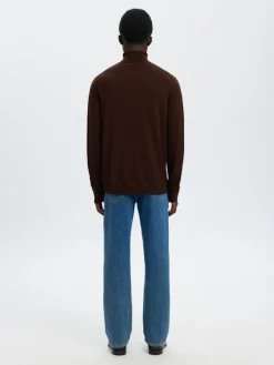 Selected Pullover & Sweatshirts*SLHTRAY LS KNIT MERINO ROLL NECK NOOS demitasse