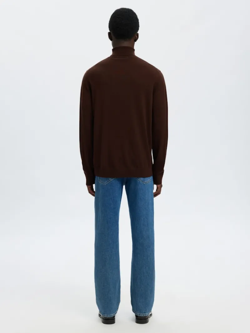 Selected Pullover & Sweatshirts*SLHTRAY LS KNIT MERINO ROLL NECK NOOS demitasse