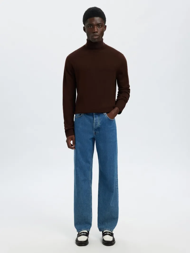 Selected Pullover & Sweatshirts*SLHTRAY LS KNIT MERINO ROLL NECK NOOS demitasse