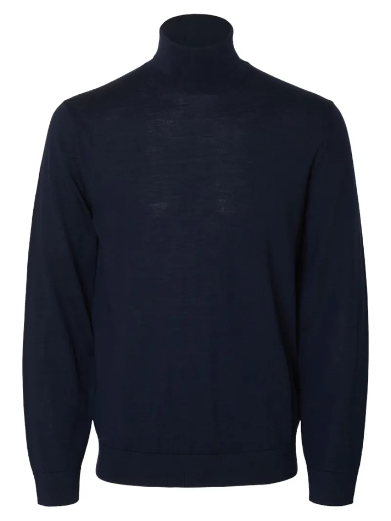 Selected Pullover & Sweatshirts*SLHTRAY LS KNIT MERINO ROLL NECK NOOS Navy Blazer