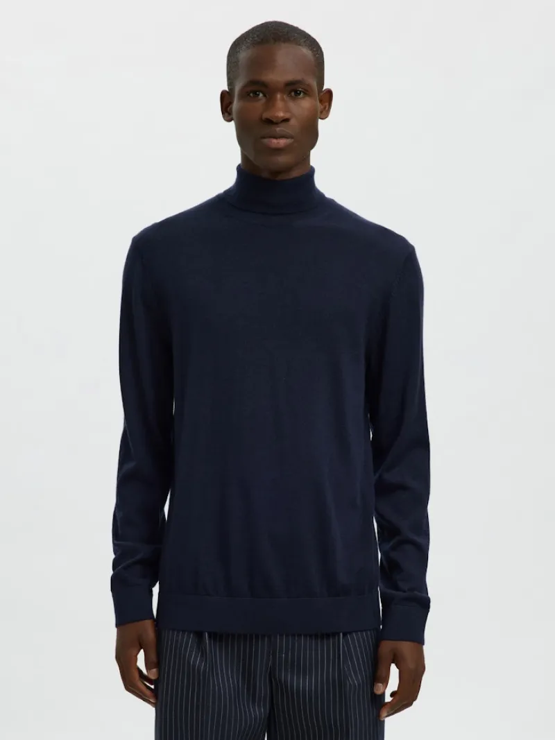 Selected Pullover & Sweatshirts*SLHTRAY LS KNIT MERINO ROLL NECK NOOS Navy Blazer