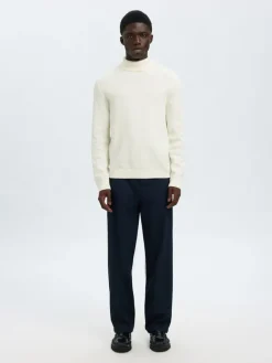 Selected Pullover & Sweatshirts*SLHTREVOR LS KNIT STRUCTURE ROLL NECK egret