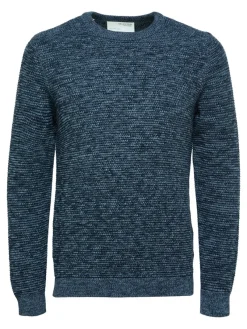 Selected Pullover & Sweatshirts*SLHVINCE LS KNIT BUBBLE CREW NECK NOOS Dark Sapphire