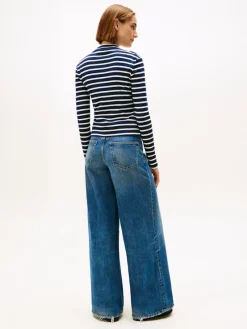 Tommy Hilfiger Shirts*SLIM CODY MOCK-NK LS dark night navy- ecru stp