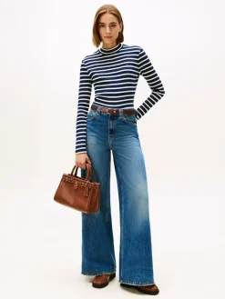 Tommy Hilfiger Shirts*SLIM CODY MOCK-NK LS dark night navy- ecru stp