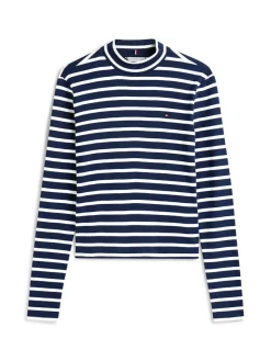 Tommy Hilfiger Shirts*SLIM CODY MOCK-NK LS dark night navy- ecru stp