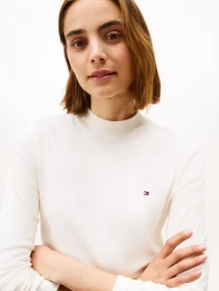 Tommy Hilfiger Shirts*SLIM CODY MOCK-NK LS ivory silk