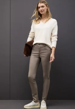 Street One Hosen*Slim Fit Coated Hose silk brown