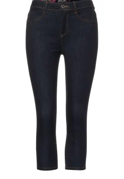 Street One Shorts*Slim Fit Hose in High Waist blue rinsed wash