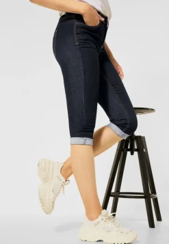Street One Shorts*Slim Fit Hose in High Waist blue rinsed wash