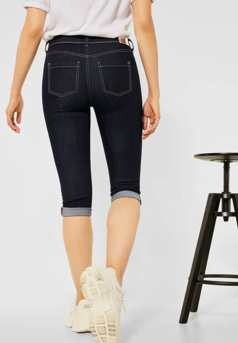Street One Shorts*Slim Fit Hose in High Waist blue rinsed wash