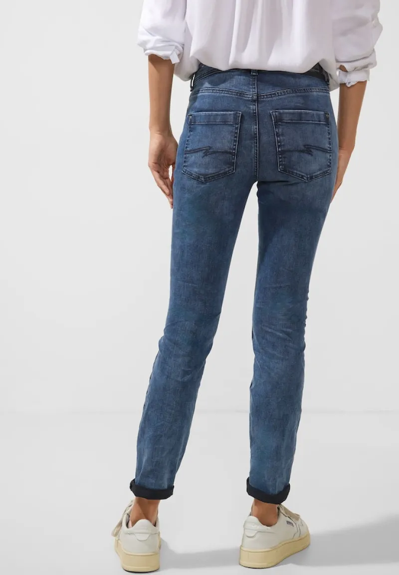 Street One Jeans*Slim Fit Jeans in High Waist dark indigo random wash