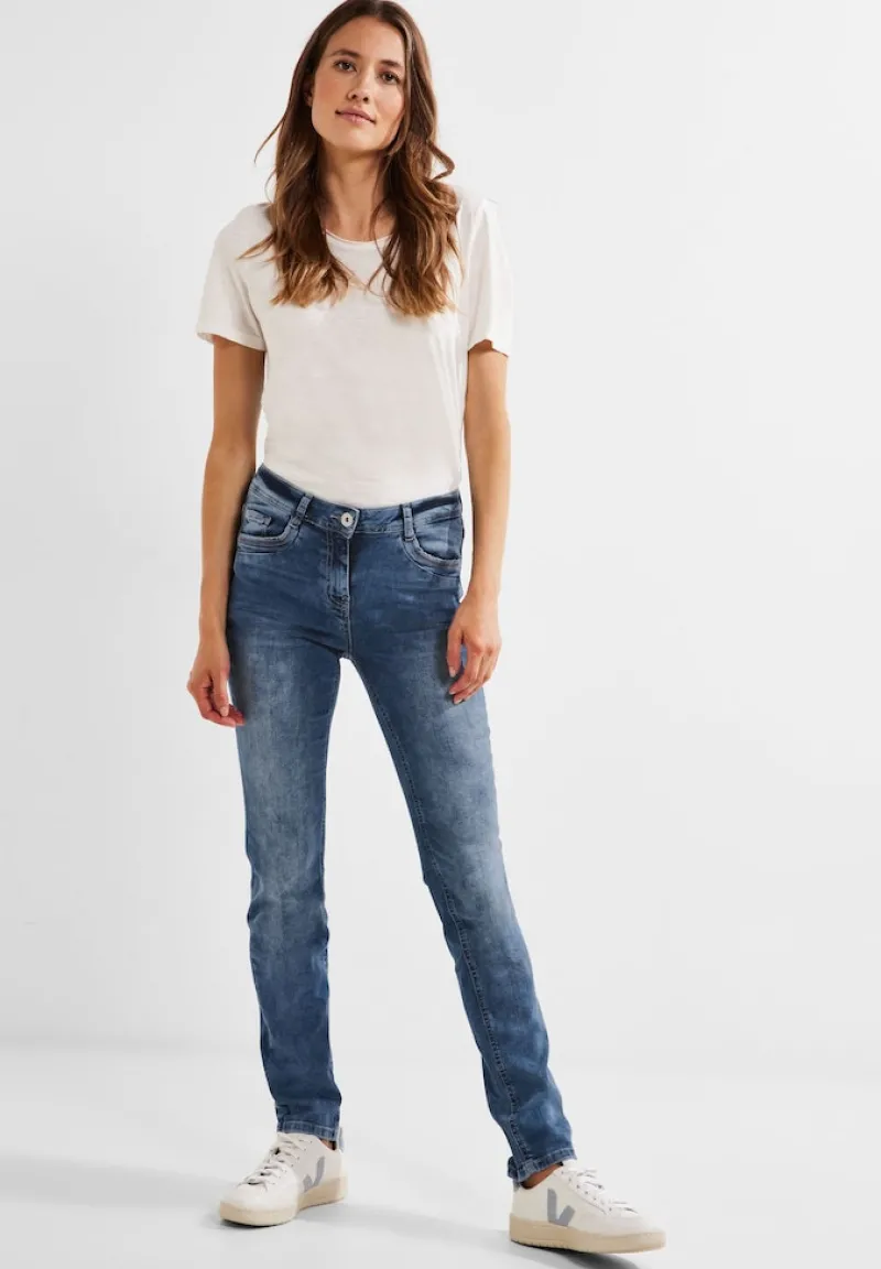Cecil Jeans*Slim Fit Jeans in Mittelblau mid blue wash