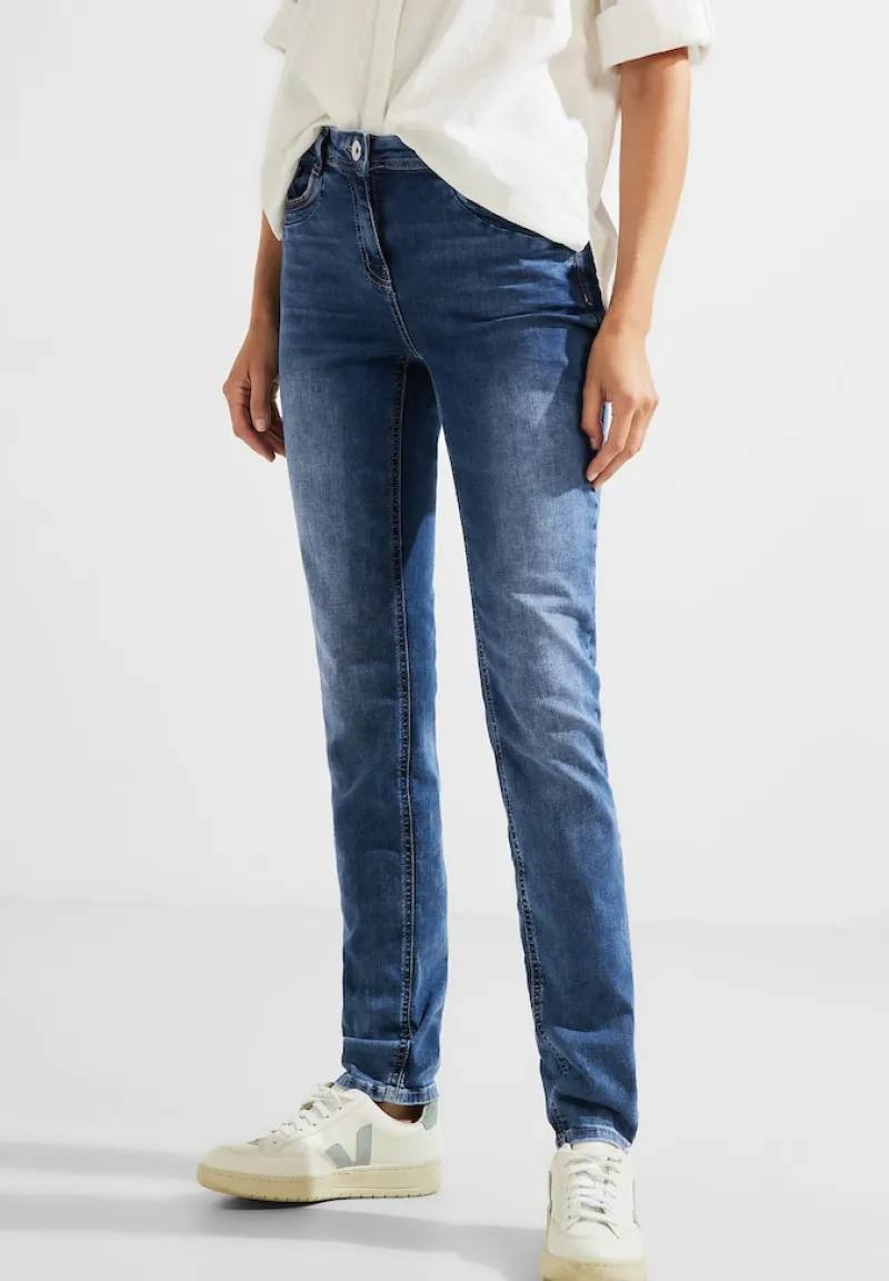 Cecil Jeans*Slim Fit Jeans in Mittelblau mid blue wash