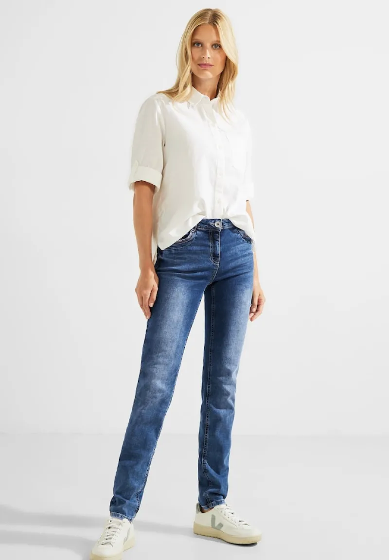 Cecil Jeans*Slim Fit Jeans in Mittelblau mid blue wash