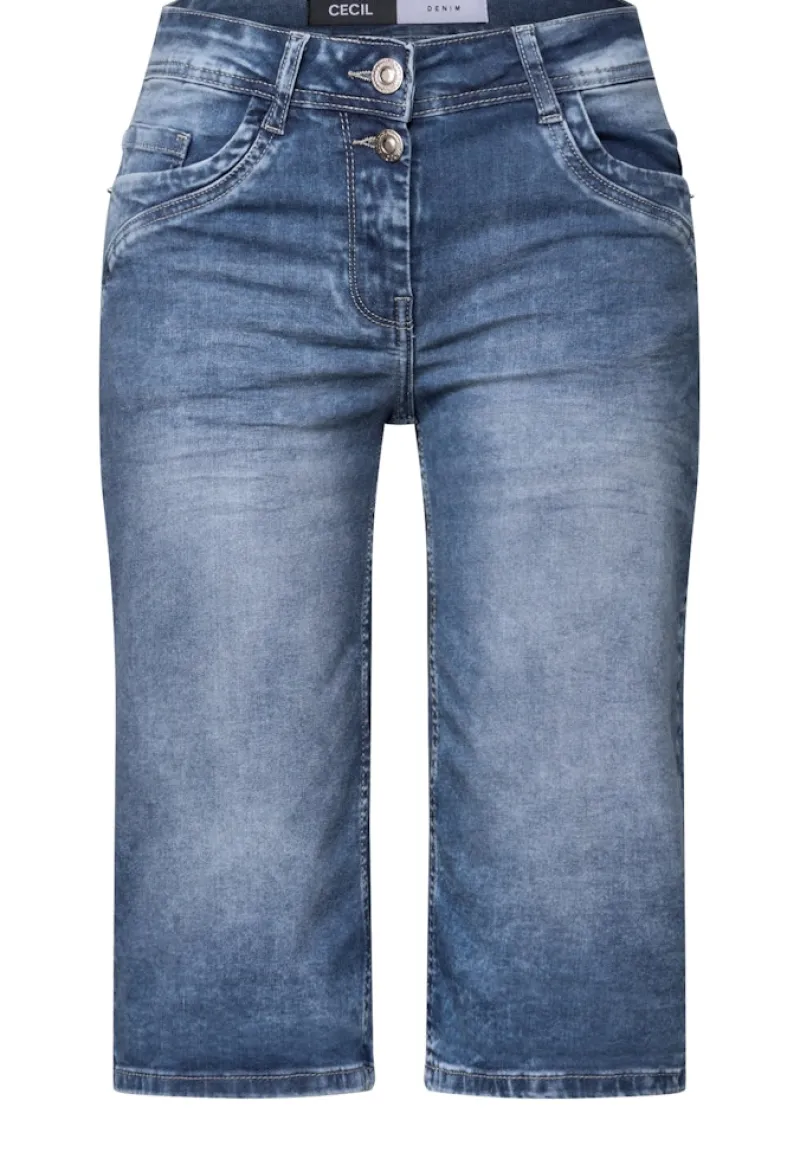 Cecil Shorts*Slim Fit Jeansshorts mid blue used wash