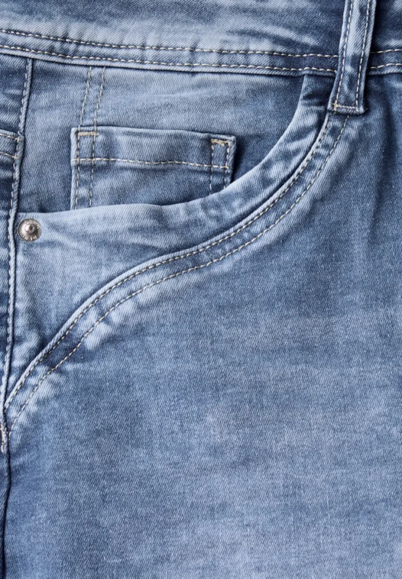 Cecil Shorts*Slim Fit Jeansshorts mid blue used wash