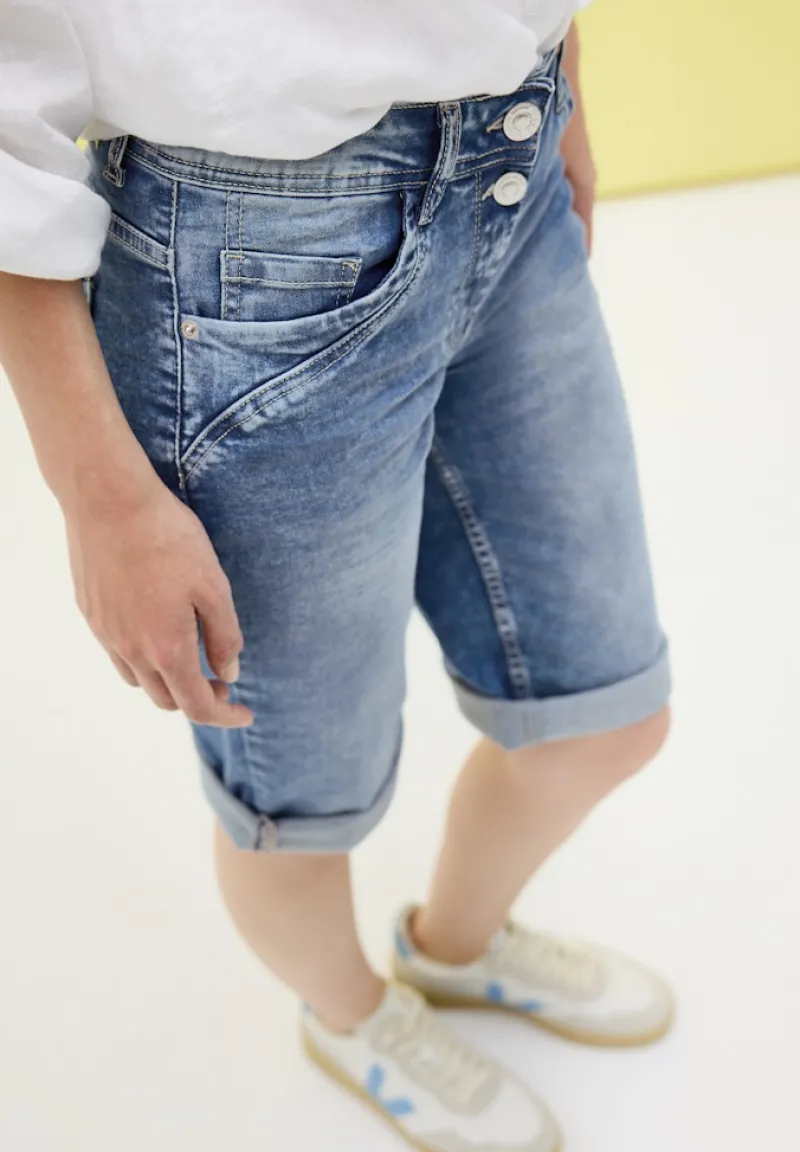 Cecil Shorts*Slim Fit Jeansshorts mid blue used wash