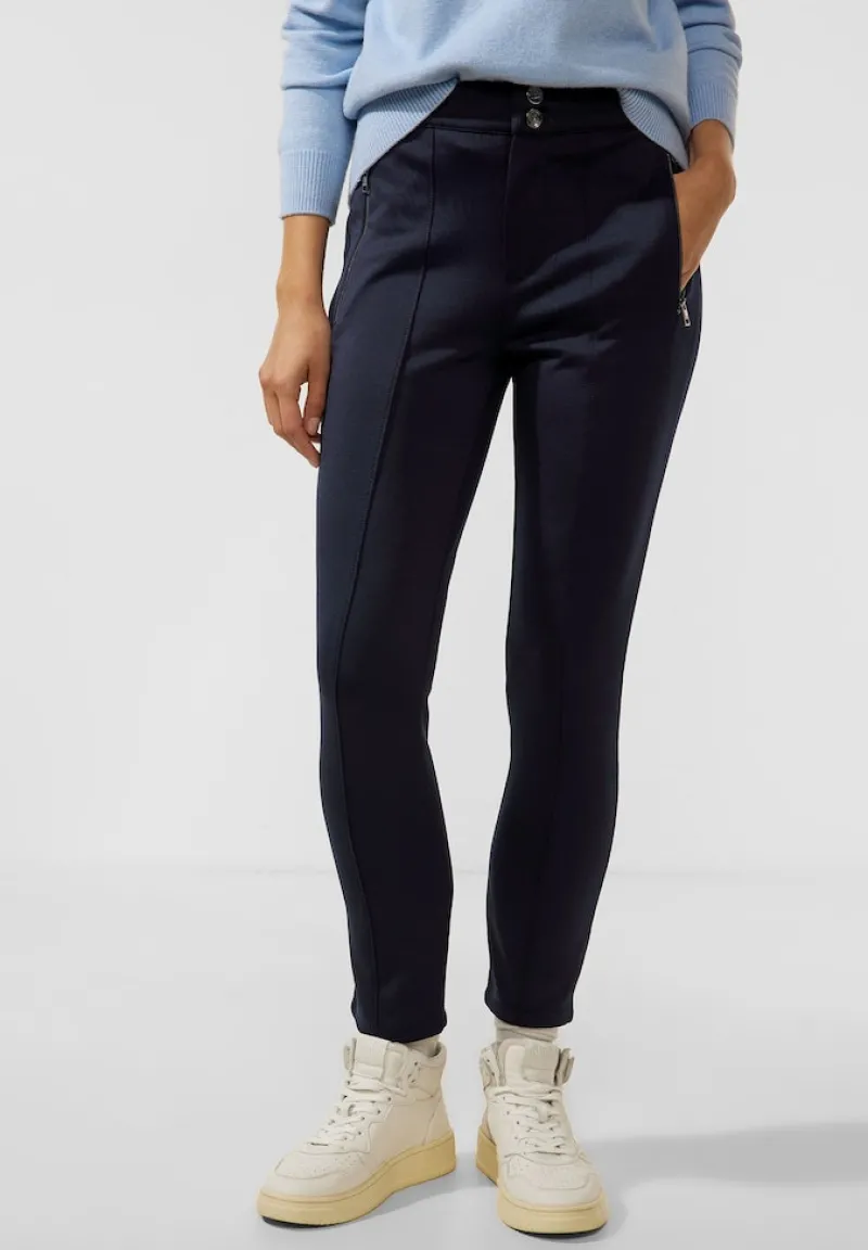 Street One Hosen*Slim Fit Scuba Hose deep blue