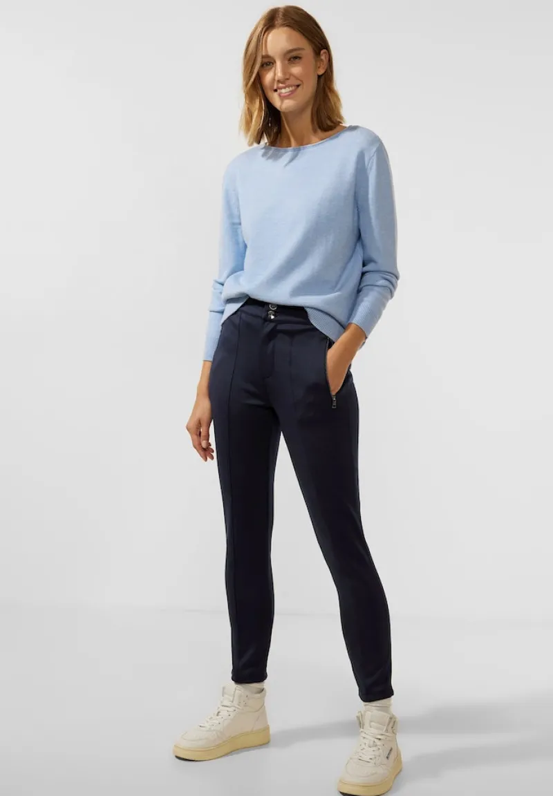 Street One Hosen*Slim Fit Scuba Hose deep blue