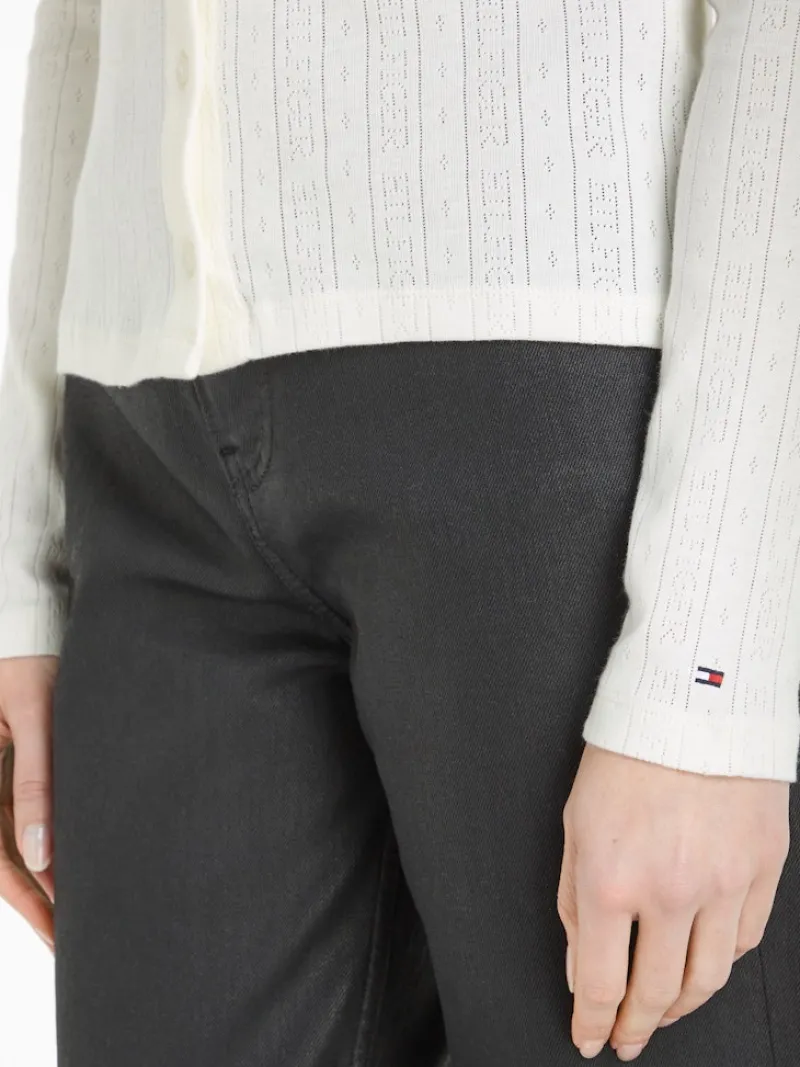 Tommy Hilfiger Blusen*SLIM POINTELLE BTN DWN LS ancient white
