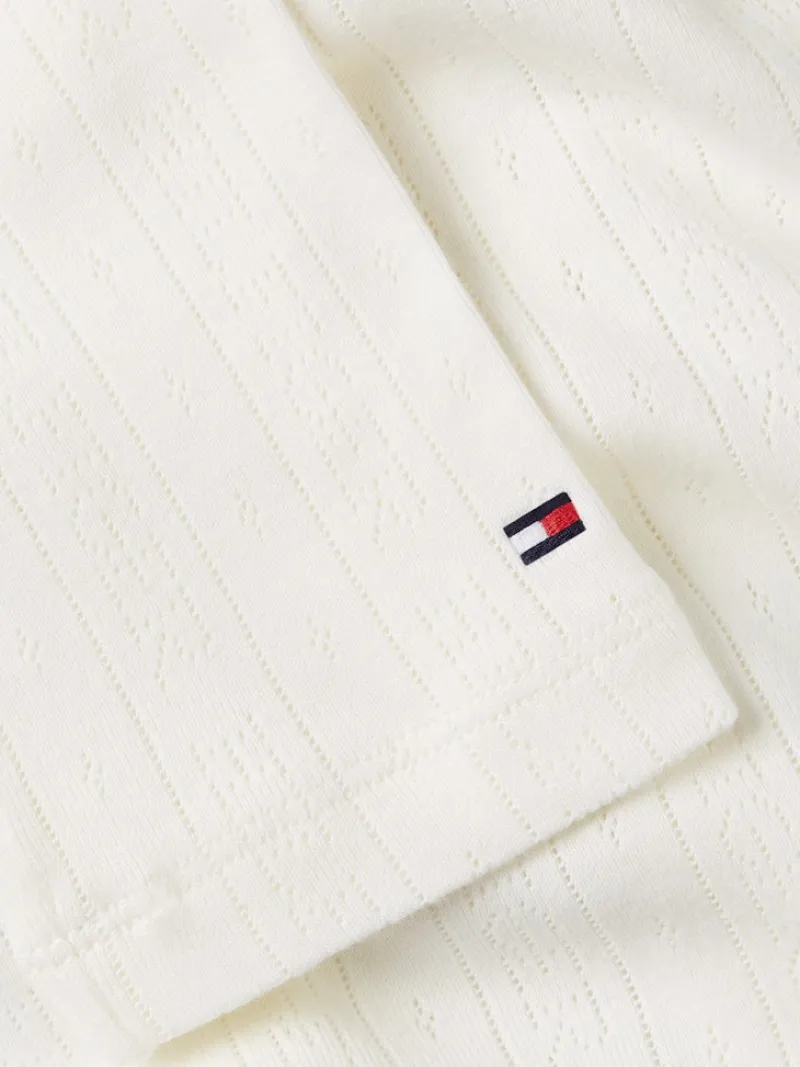 Tommy Hilfiger Blusen*SLIM POINTELLE BTN DWN LS ancient white