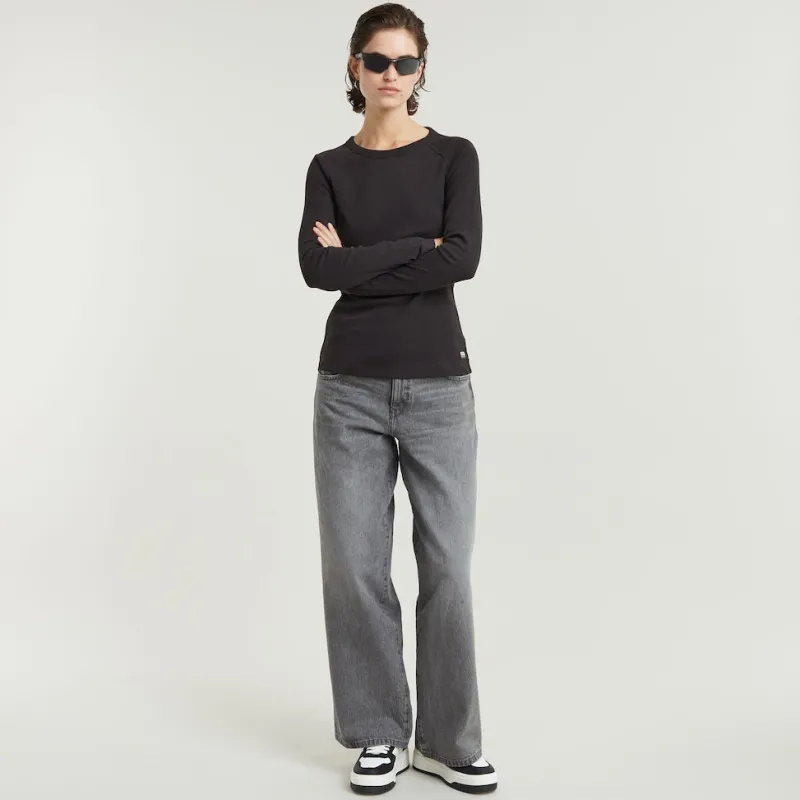 G-star Raw Shirts*Slim rib keyhole r t ls wmn dk black