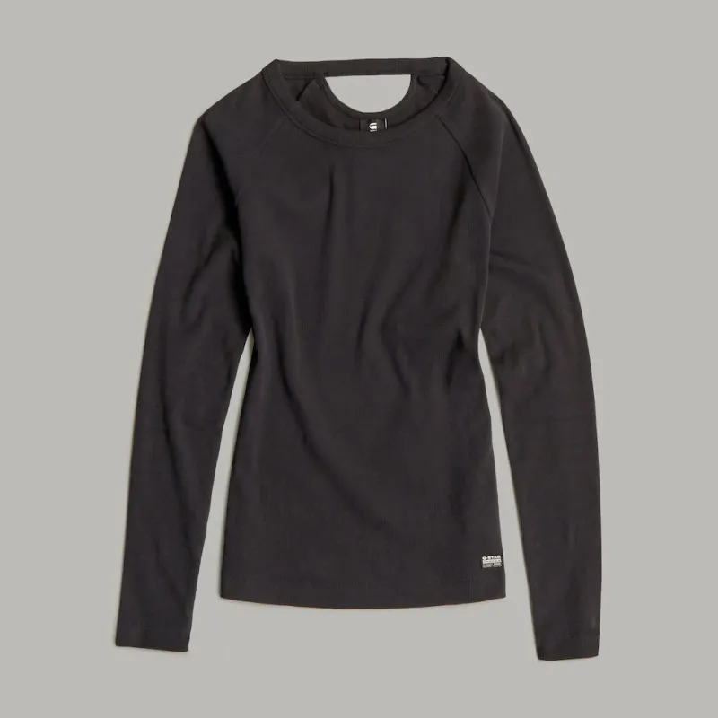 G-star Raw Shirts*Slim rib keyhole r t ls wmn dk black