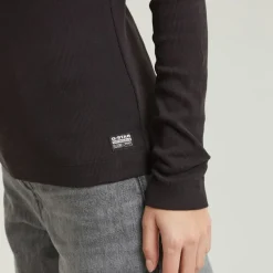 G-star Raw Shirts*Slim rib keyhole r t ls wmn dk black
