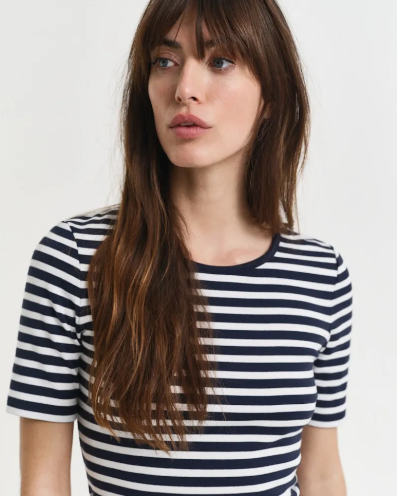 Gant Shirts*SLIM STRIPED T-SHIRT evening blue