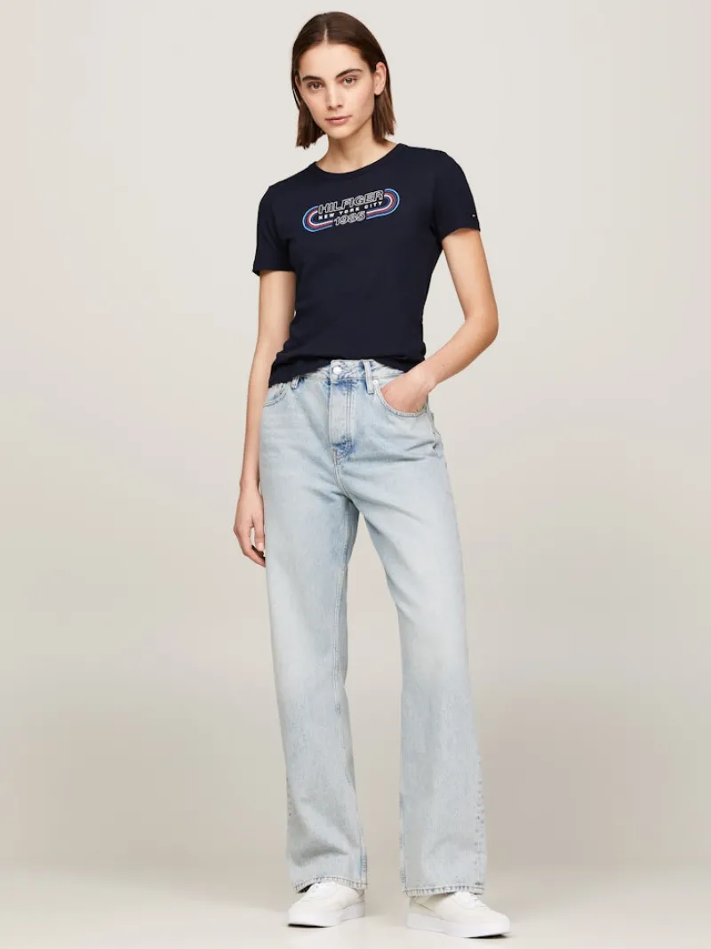 Tommy Hilfiger Shirts*SLIM TRACK HILFIGER C-NK SS desert sky