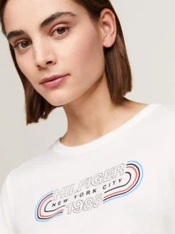 Tommy Hilfiger Shirts*SLIM TRACK HILFIGER C-NK SS ecru