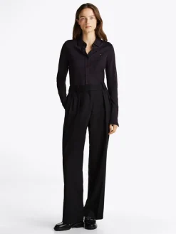 Tommy Hilfiger Blusen*SLIM VISC BUTTON DOWN SHIRT LS Black