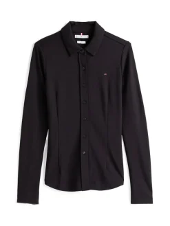 Tommy Hilfiger Blusen*SLIM VISC BUTTON DOWN SHIRT LS Black