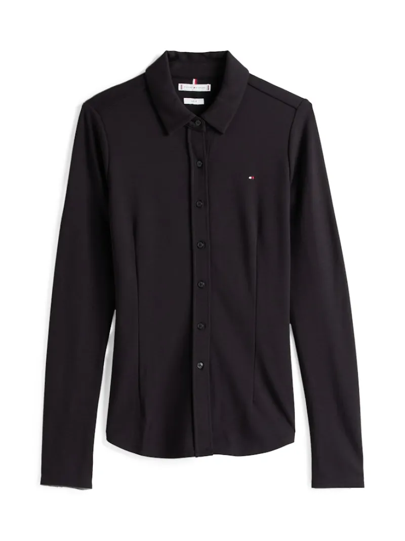 Tommy Hilfiger Blusen*SLIM VISC BUTTON DOWN SHIRT LS Black