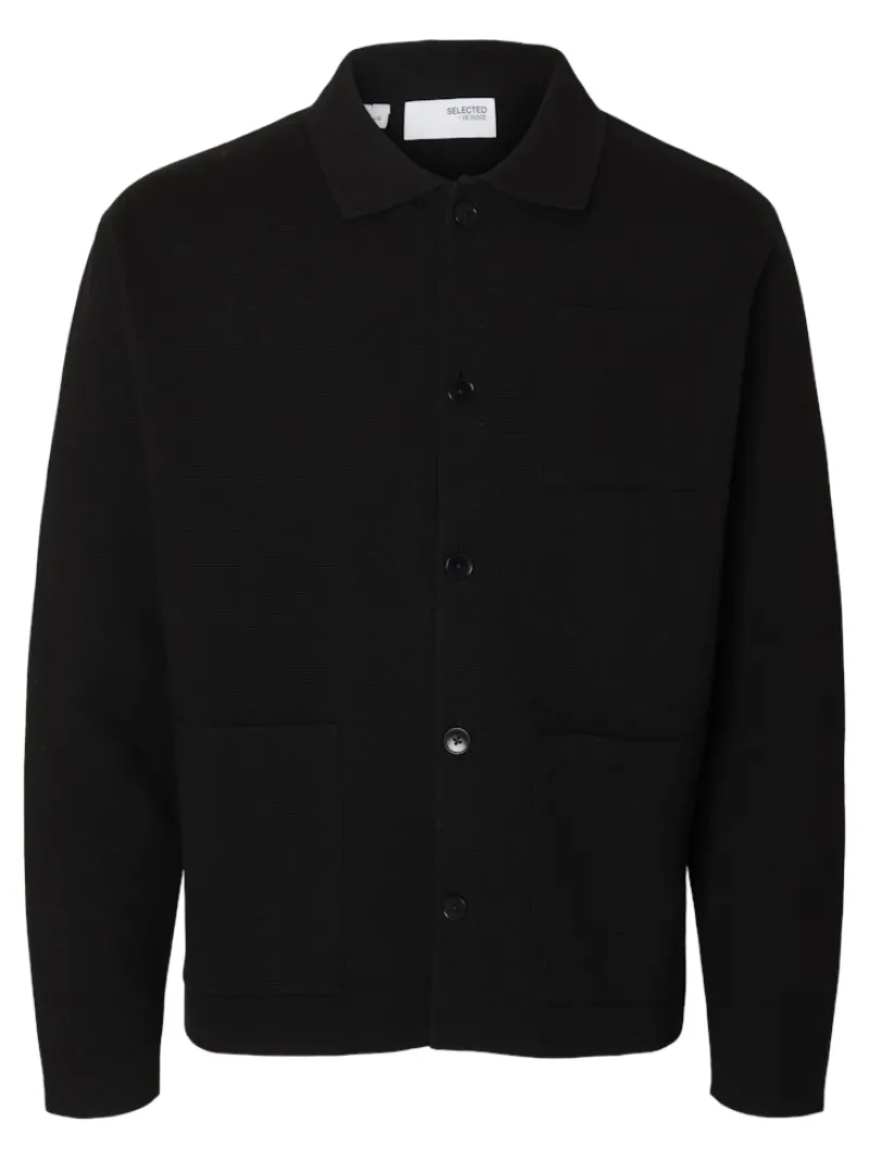 Selected Pullover & Sweatshirts*SLMMIKE LIGHT POLO CARDIGAN NOOS Black