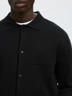 Selected Pullover & Sweatshirts*SLMMIKE LIGHT POLO CARDIGAN NOOS Black
