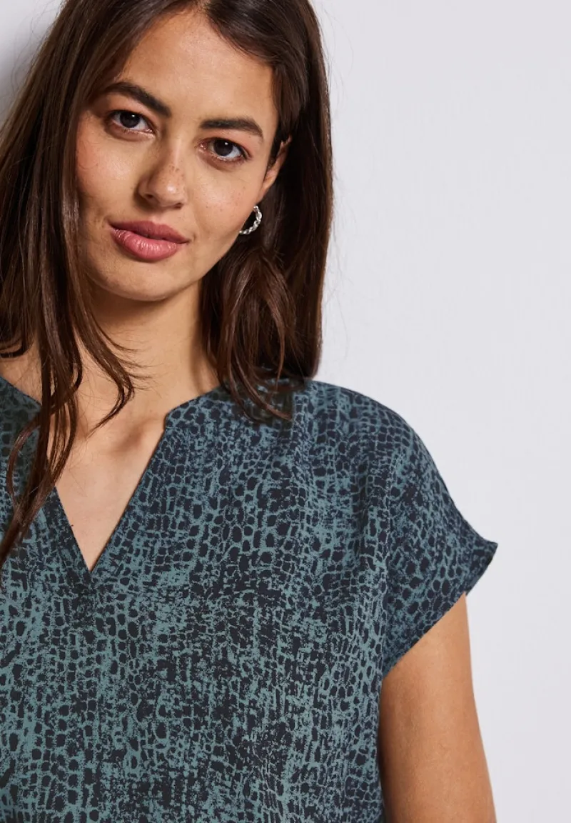 Street One Blusen*Snake Print Blusenshirt deepwater blue